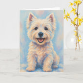 Carte de voeux Westie - Vierge à l'intérieur (Fleur jaune)