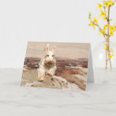 Carte de voeux Wheaten Scottish Terrier (Fleur jaune)