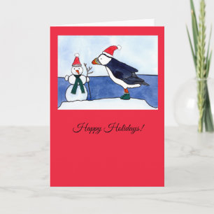 Carte de voeux Whimsical Puffin Noël