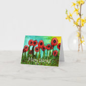 Carte de voeux Whimsical Red Poppies Merci (Fleur jaune)
