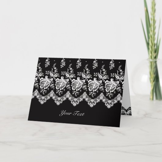 Carte de voeux White Rose Lace A7 (Noir) (Devant)