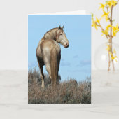 Carte de voeux Wild Oregon Mustang Stallion (Fleur jaune)