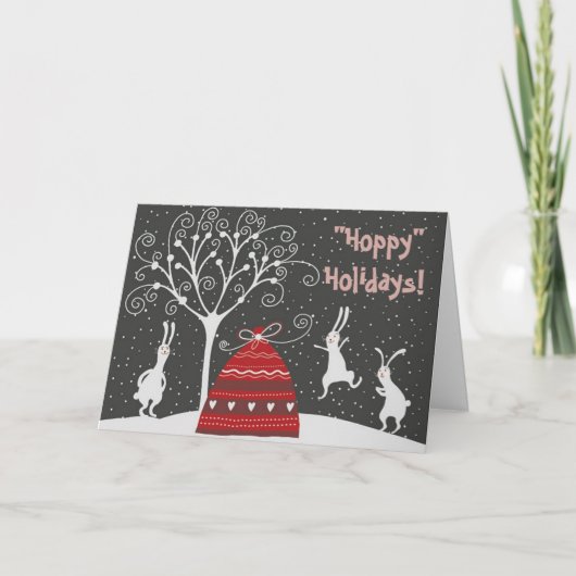 Carte de voeux Winter Bunny Hoppy Holidays (Devant)