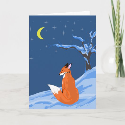 Carte de voeux Winter Night Fox (Devant)