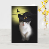 Carte de voeux Witch Kitten (Fleur jaune)