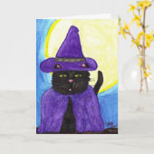 Carte de voeux Witchy Black Cat (Fleur jaune)