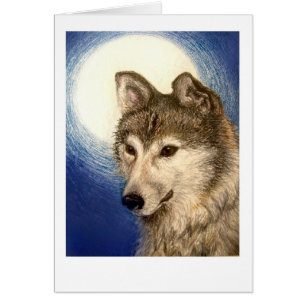 Carte de voeux Wolf and Moon