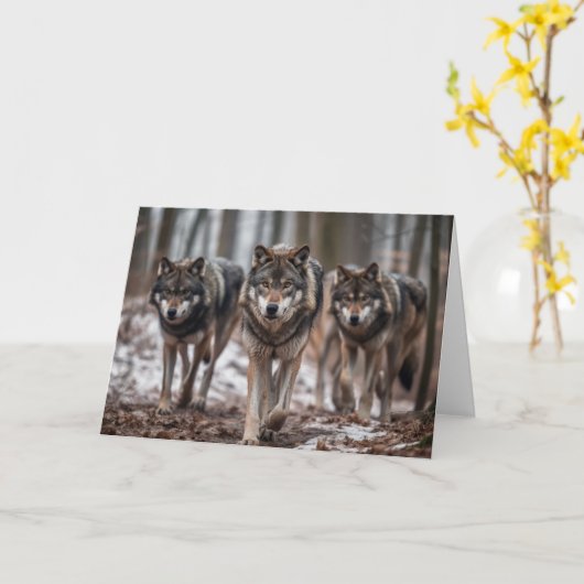 Carte de voeux Wolf Pack (Fleur jaune)