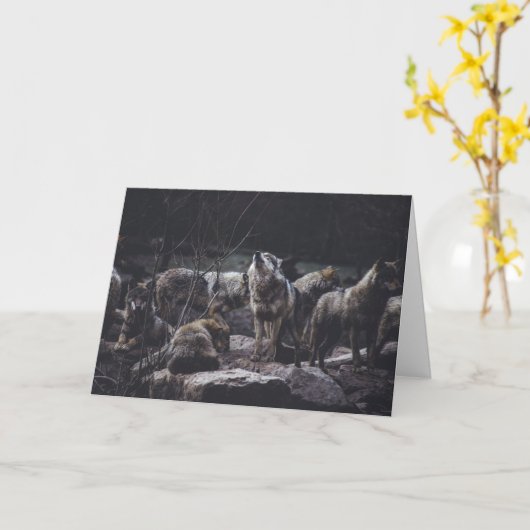 Carte de voeux Wolf Pack (Fleur jaune)