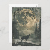 Carte de voeux Wolf Samhain Halloween (Devant / Derrière)