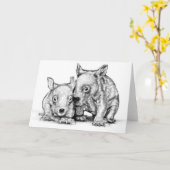 Carte de voeux Wombat Joeys (Fleur jaune)
