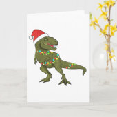 Carte de voeux Xmas Christmas Dinosaur T-Rex Père (Fleur jaune)