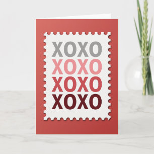 Carte de vœux Xoxo au design timbre-poste