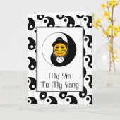 Carte de voeux Yin Yang Happy Face Card (Fleur jaune)