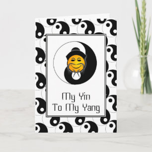 Carte de voeux Yin Yang Happy Face Card