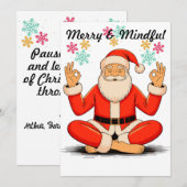 Carte de vœux Yoga Santa Flat (Devant / Derrière)