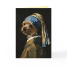 Carte de vœux Yorkie avec une perle à l'oreille