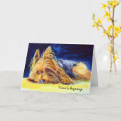 Carte de voeux Yorkshire Terrier (Fleur jaune)