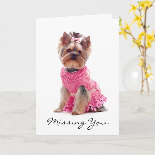Carte de voeux Yorkshire Terrier Verse manquant (Fleur jaune)