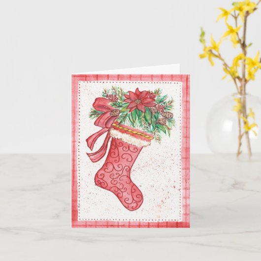 Carte de voeux Yuletide Stocking (Fleur jaune)