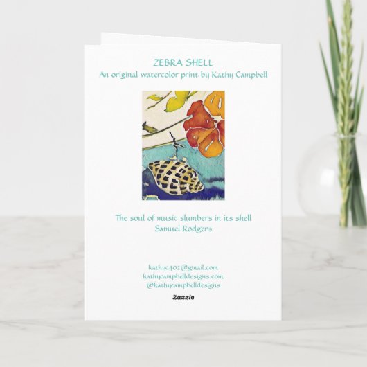 Carte de voeux Zebra Shell (Dos)