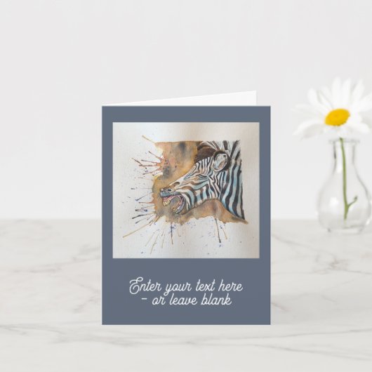 Carte de voeux Zebra Snorting personnalisable (Petite plante)