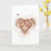 Carte de voeux Zodiac Girl : Aries (Fleur jaune)