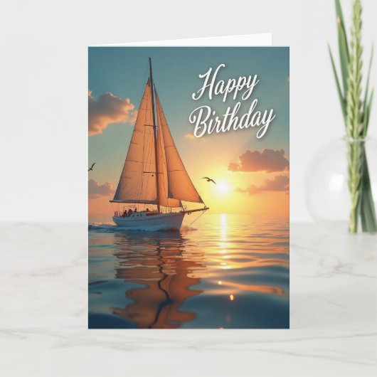 Carte de voile d'anniversaire dorée (Devant)