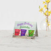 Carte de voiles de plage Invitation anniversaire e (Fleur jaune)