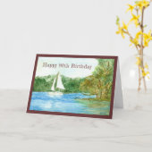 Carte de voilier 80e anniversaire (Fleur jaune)