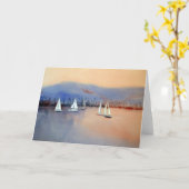 Carte de voiliers de coucher du soleil (Fleur jaune)