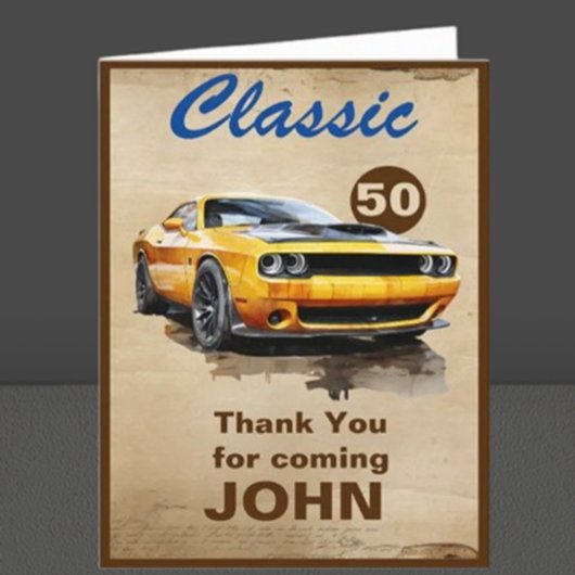 Carte de voiture classique 50e anniversaire