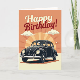 Carte de voiture rétro joyeuse