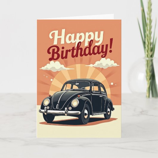 Carte de voiture rétro joyeuse (Devant)