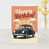 Carte de voiture rétro joyeuse (Fleur jaune)