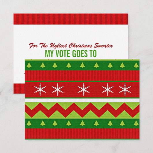 Carte de vote pour le plus laid pull de Noël (Devant / Derrière)