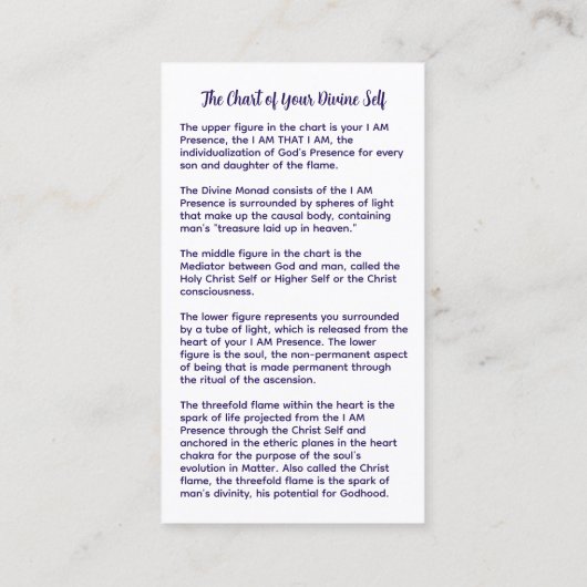 Carte de votre moi divin (Dos)