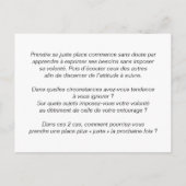 Carte de voyage : À votre juste place (Dos)