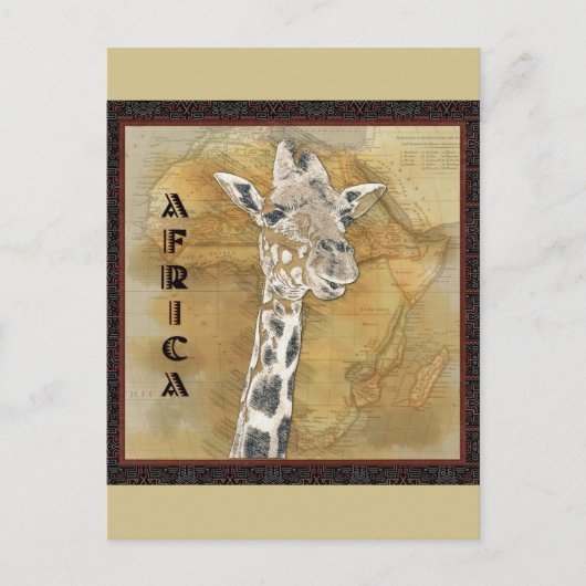 Carte de voyage Afrique de la Giraffe vintage (Devant)