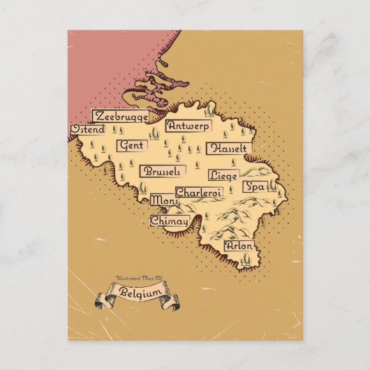 Carte de voyage Belgique Vintage (Devant)