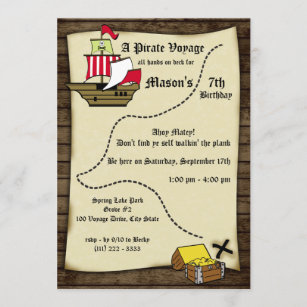 Carte de voyage d'anniversaire de pirate