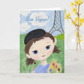 Carte de voyage de fève de fille d'artiste (Fleur jaune)