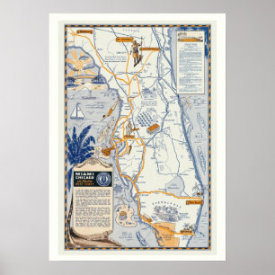Carte de voyage de Floride Affiche 20x28