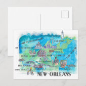 Carte de voyage de la Nouvelle-Orléans Louisiane (Devant / Derrière)