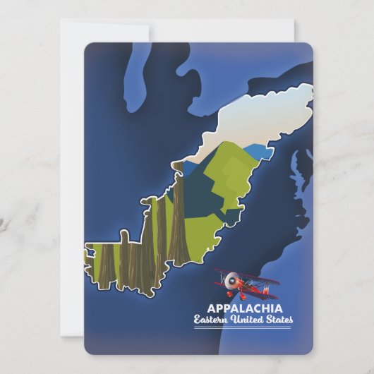 carte de voyage de l'est des États-Unis Appalachia (Devant)