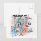 Carte de voyage de New York City avec carte des ru (Devant / Derrière)