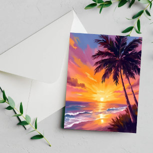 Carte de voyage de peinture de coucher de soleil s