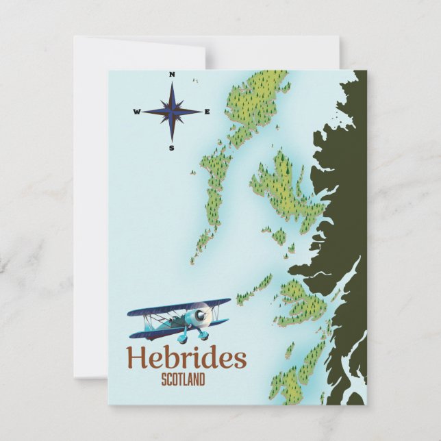 Carte de voyage des Hébrides en Écosse. (Devant)