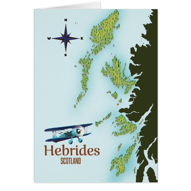 Carte de voyage des Hébrides en Écosse. (Devant)