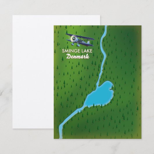 carte de voyage du lac Sminge Danemark (Devant / Derrière)